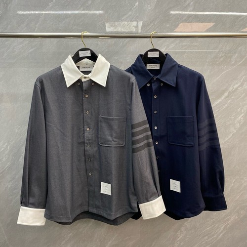 Thom Browne Uomo Donna Nuova Camicia Giacca Sciolta Casual Giacca Coppia Cappotto