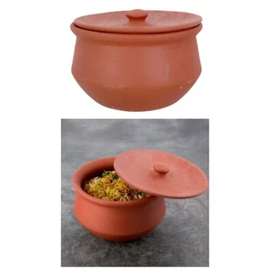 Clay Handi Serving Pot with Lid Biryani Chicken Rice Curry Casserole 2LTR-3LTR - Picture 1 of 18