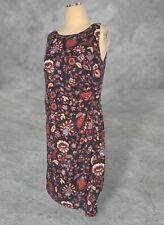 Ann Taylor LOFT Navy Blue Red Paisley Dress RUCHED Sleeveless Size 10 PETITE