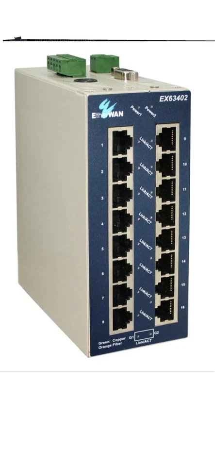 EtherWAN EX63400-00B  Hardened Managed 16 Port Industrial Switch 10/100 TX - Image 1 of 2
