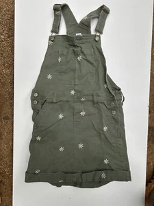 Denim overall shorts The Gap kids collection garden green with daisies-youth XL - Picture 1 of 6