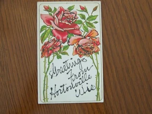 Hortonville Wisconsin WI Greetings Glitter Embossed - Picture 1 of 2