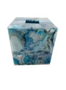 Juego de muebles de baño de piedra caja de tela de ágata azul de 5""x5""x5"" caja de baño de ágata - Imagen 1 de 4