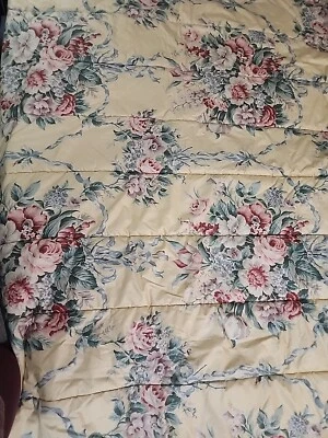 NEW RARE Ralph Lauren EVELYN Full Queen COMFORTER CHINTZ Yellow FLORAL Blue BOW - Image 1 of 3