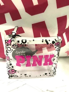 Victoria's Secret Pink Makeup Cosmetic Bag Clear Logo Small NWT - Picture 1 of 3