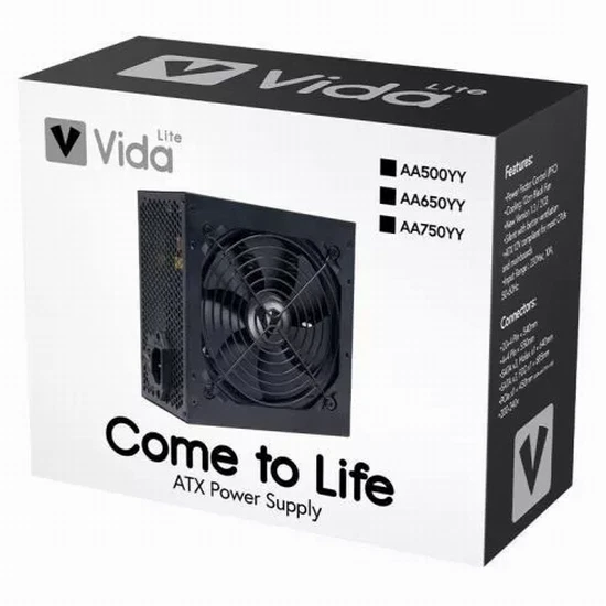 VIDA Black PSU Power Supply 500W/650W/750W Computer Desktop PC ATX 120mm Fan - Image 1 of 1
