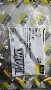 5 Pack Viega 82021 1/2"x 1/2" SWEAT TO PEX Copper Tubing Adapter - Picture 1 of 5