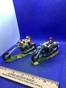 VINTAGE BIKER Figurine Ceramic Chopper Motorcycle Riders Set Of 2 4” S18 - Bild 1 von 3