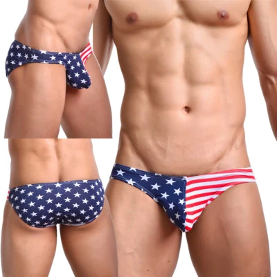 Ropa interior básica para hombre Bikini Calzoncillo Bandera Americana Estrella Rayas Tanga Tanga Panty Foto 1 de 4