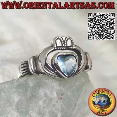 Anello in Argento 925‰ Claddagh Irlandese (Amore lealtà ed amicizia) bombato con - Immagine 1 di 3