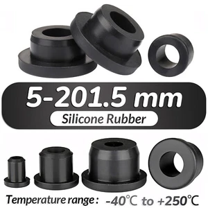 Black Silicone Rubber Grommet Snap-On Hole Plug Bungs Wire Cable Protect Bushes - Picture 1 of 91
