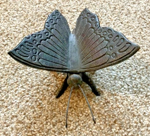 Cast Iron Butterfly Figurine 4" So Cute for Garden, Paperweight, Plant Decor - Picture 1 of 4
