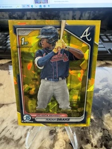 2024 Bowman Sapphire Edition - Chrome Prospects Isaiah Drake #BCP-21 Yellow /75 - Picture 1 of 2