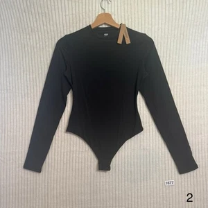 Skims Fits Everybody Long Sleeve Crewneck Bodysuit Onyx Black Size M NWT $70 - Picture 1 of 8