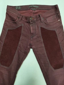 Pantalone Jeans Jeckerson Originale Taglia 30 Rosso Bordeaux Davanti Patch... - Foto 1 di 14