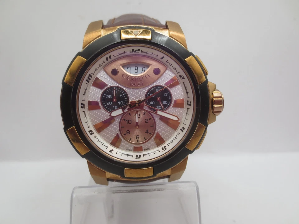 CERRUTI 1881 10078-1 DATE CHRONOGRAPH 45MM GOLDPLATED QUARTZ MENS WATCH - Image 1 of 4