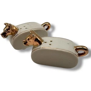 De colección Art Deco Perro Dachshund Sal Pimienta Cerámica Acentos Dorados Japón - Imagen 1 de 7
