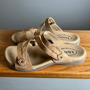 Taos Doppel U Riemchen Leder Sandalen Gr. 6 karamellbraun weiches Stützfußbett - Bild 1 von 6