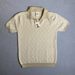 Dandy Del Mar Shirt Mens Medium The Sebastian Knit Polo Shell Beige Italy NWT - Picture 1 of 13
