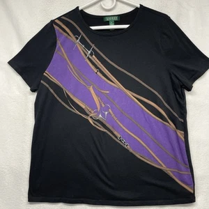 Lauren Ralph Lauren Reithemd Gr. 1X schwarz Baumwolle T-Shirt Horse Bit Tack - Bild 1 von 5
