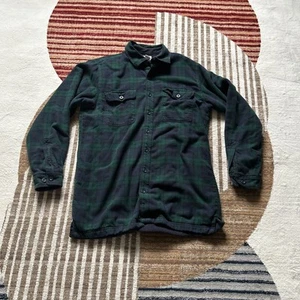 VTG LL BEAN fleece lined plaid flannel camp shacket shirt jacket Medium T tag - Picture 1 of 13