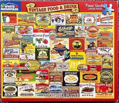 *RARE (2016) White Mountain Puzzle “Vintage Food & Drink” 1000pc *COMPLETE - Image 1 of 3