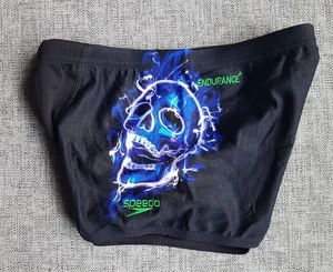 Speedo Junior Boys Swim Aquashort | Skull SMLDER | AUS Boys 12 | Black Blue NEW - Picture 1 of 5
