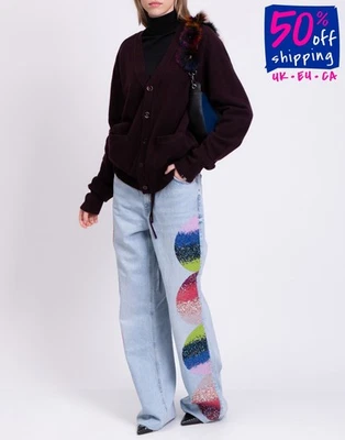 RRP €650 EXTREME CASHMERE Unisex Cardigan One Size Cashmere Blend V-Neck - Image 1 of 4