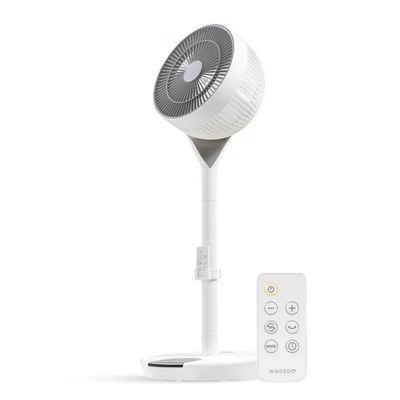 Woozoo 360 Pedestal Fan Air Circulator, Oscillating, Remote Control, White, NEW