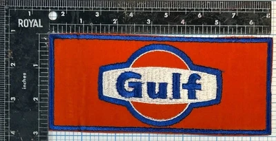 VINTAGE GULF GAS STATION GASOLINE ADVERTISING SOUVENIR 6.5" SEW ON PATCH - Image 1 of 4