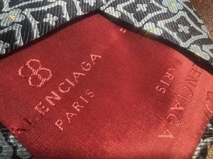 BALENCIAGA Men's Tie Blue Multicolor Elegant Pure Silk - Picture 1 of 8