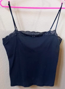 Victoria's Secret Sz L Black Soft & Lace Straight-Neck Cami, Shelf Bra - Picture 1 of 10