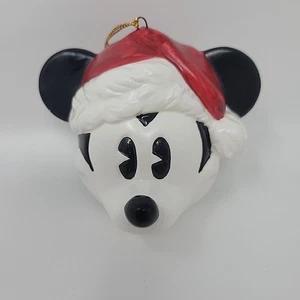 Vintage Enesco Mickey Mouse Weihnachtsmann Kopf Weihnachtsschmuck Tortenäugige Keramik - Bild 1 von 7