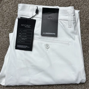 J. Lindeberg Mens Elliot Golf Pants 32x32 White Athleisure Stretch Active New - Picture 1 of 10