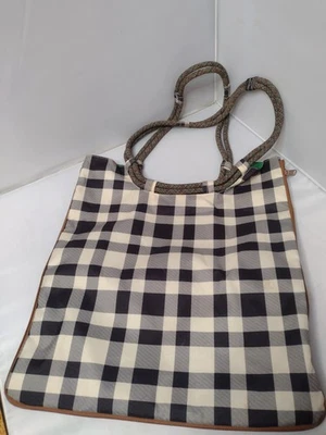 Bolso de Mano KAVU a Cuadros a Cuadros Asas de Cuerda Negro Blanco Viaje Hombro QQ Foto 1 de 4