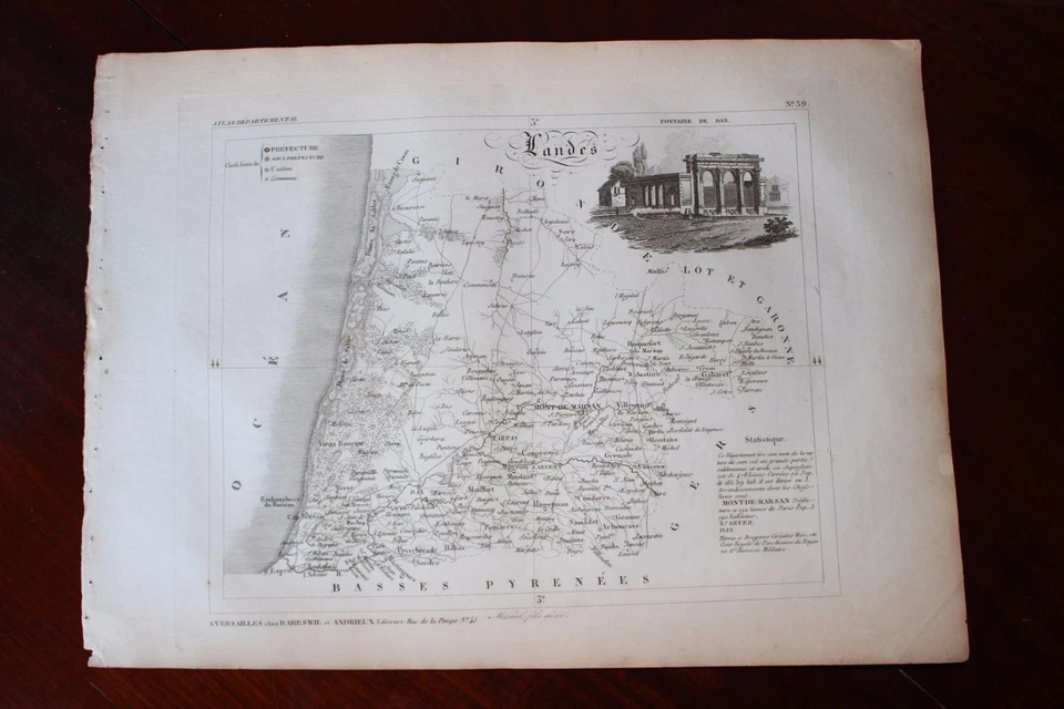 ✒ CARTE ca1830 département LANDES Mont de Marsan Dax Saint Sever - Photo 1/1