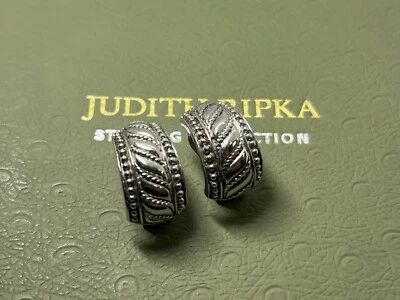 Pendientes de aro Judith Ripka de plata de ley 925 gruesos anchos Foto 1 de 4