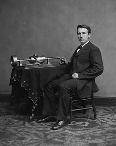 Thomas Edison with 2nd Phonograph 1878 Inventor 8 x 10 Photo Picture Photograph - Picture 1 of 1