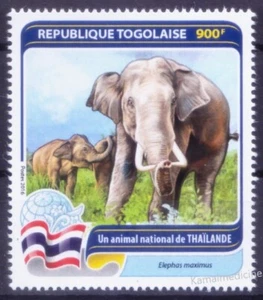 Togo 2016 postfrisch, Nationaltier Thailands - Asiatischer Elefant, Flagge Wildtiere - Bild 1 von 1