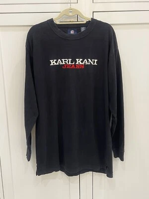 Camisa Karl Kani Jeans Vintage Años 90 Manga Larga Negra Bordada Para Hombre Talla XL USADA EN EXCELENTE ESTADO Foto 1 de 4