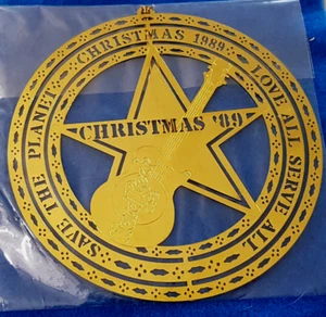 WEIHNACHTSBAUM WEIHNACHTSSCHMUCK GOLD GIBSON GUITAR & STAR 1989 Hard Rock Cafe - Bild 1 von 1