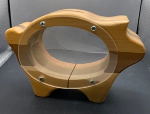 Wood & Plexiglass Handmade Piggy Bank - Picture 1 of 7