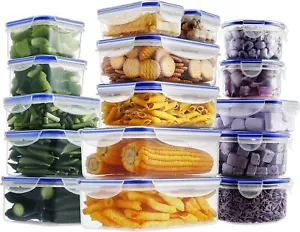 32-Piece Meal Prep Containers Set with Snap Lids, Airtight Lunch Boxes, Blue - Picture 1 of 7