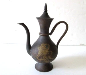 Antique Qing Dynasty Xian Feng year Copper kettle Teapot with Dun Huang Mural - Picture 1 of 13