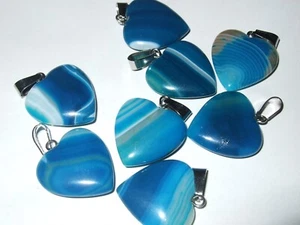 - Ciondolo Pietra Cristalloterapia - cuore - AGATA BLU - Picture 1 of 1