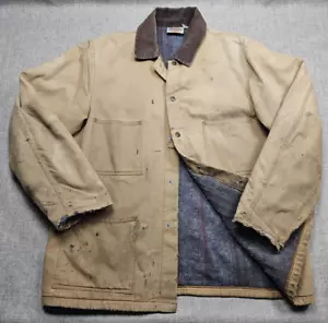 VINTAGE Dickies Jacket Mens XL Brown Chore Barn Coat Blanket Lined Canvas 90s - Picture 1 of 9