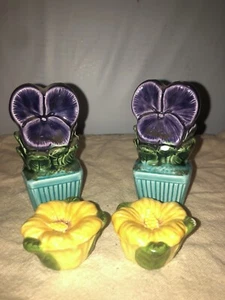 2 Sets Of Vintage Porcelain Flower Salt And Pepper Shakers - Picture 1 of 3