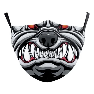 Bull Dog Face Mask 3D Digital Printed Adult Unisex Mouth Cover Reusable Washable - Image 1 of 4