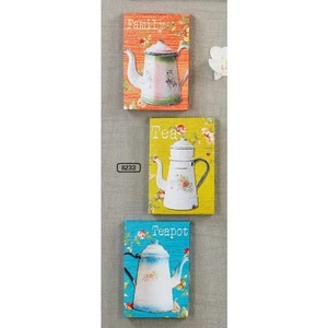 Hoff Interior 8233 Wall Art Tea / Coffee Time Turquoise Orange Green 18x12x2.5cm - Picture 1 of 4