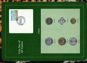 Coin Sets of All Nations India w/c 1974-1986 UNC 5,25 Paise,1 Rupee 1986 5.12.86 - Picture 1 of 2